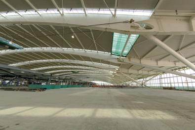 The departures area at the top of the main terminal will be open plan to take advantage of the huge space and the striking roof structure
